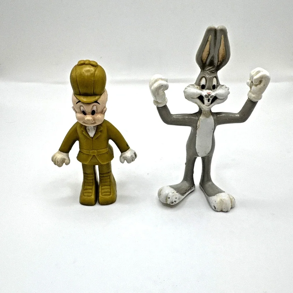 Bugs Bunny (1991) and Elmer Fudd (1988) Lot Of 2 WBI Bendable Toys‎